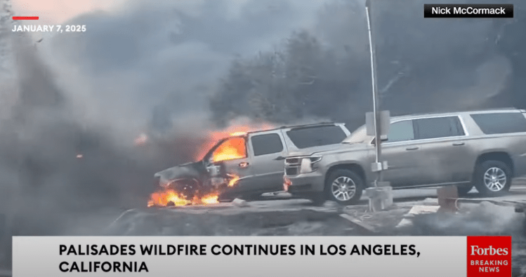 LA wildfires car