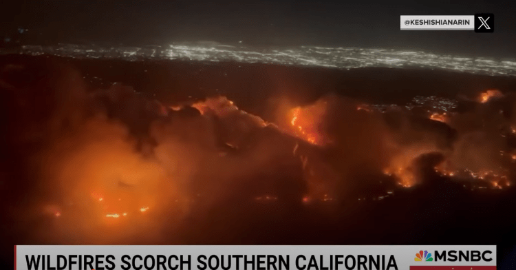 LA fires from plane