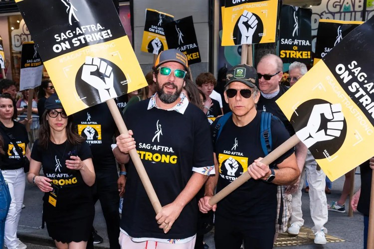 Adam Sandler and Ben Stiller On the Picket Lines
