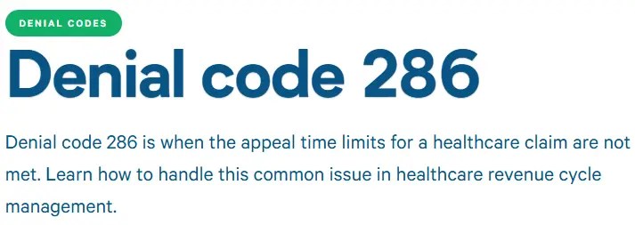Denial code Insurance